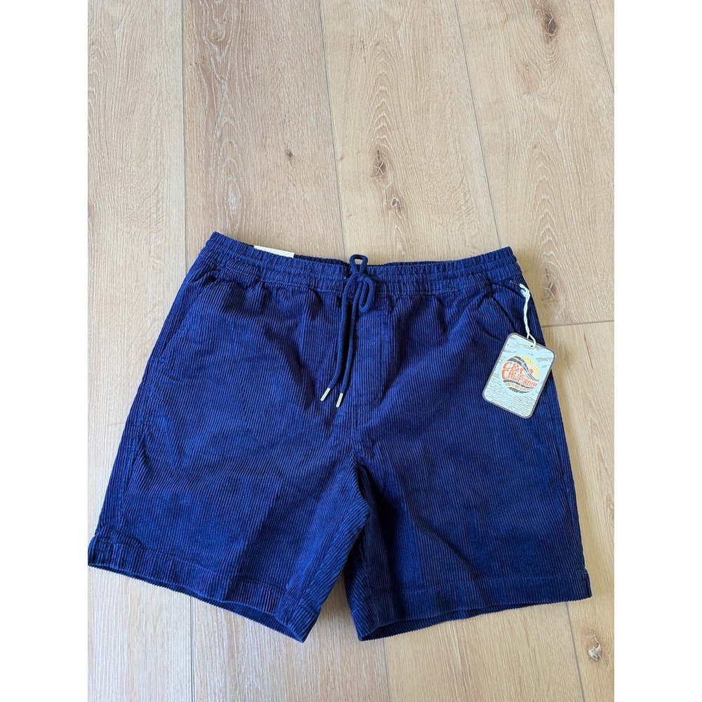 C&C California Mens Navy Blue Corduroy Drawstring Shorts Size Large NWT